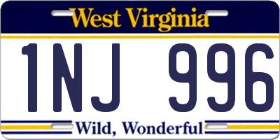 WV license plate 1NJ996