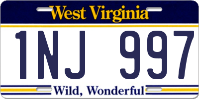 WV license plate 1NJ997
