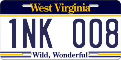 WV license plate 1NK008