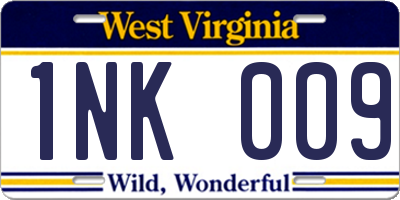 WV license plate 1NK009