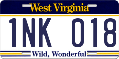 WV license plate 1NK018