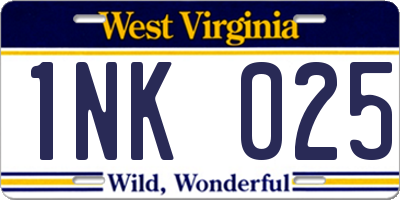 WV license plate 1NK025