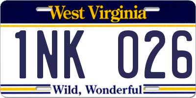 WV license plate 1NK026