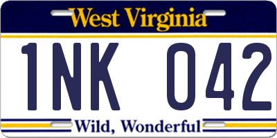 WV license plate 1NK042