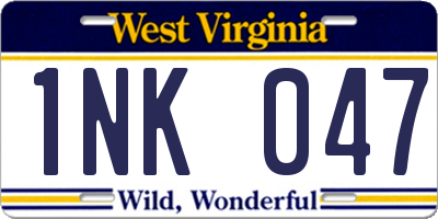 WV license plate 1NK047