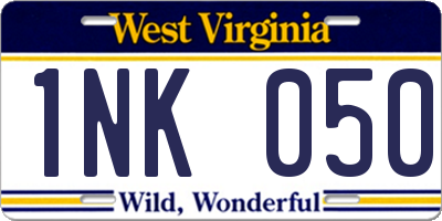 WV license plate 1NK050