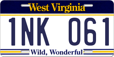 WV license plate 1NK061