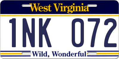 WV license plate 1NK072