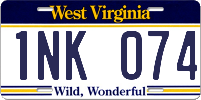 WV license plate 1NK074