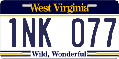 WV license plate 1NK077