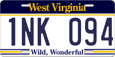 WV license plate 1NK094