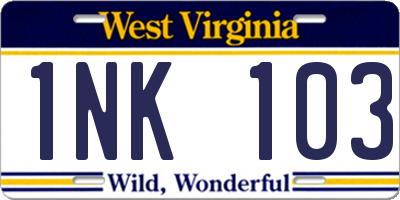 WV license plate 1NK103