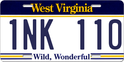 WV license plate 1NK110