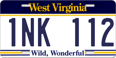 WV license plate 1NK112