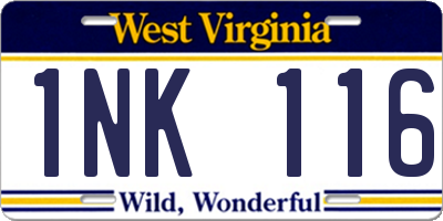 WV license plate 1NK116