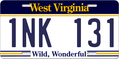 WV license plate 1NK131