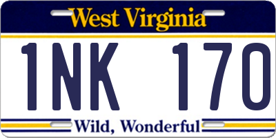 WV license plate 1NK170