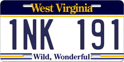 WV license plate 1NK191