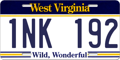 WV license plate 1NK192