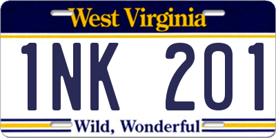 WV license plate 1NK201