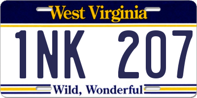 WV license plate 1NK207