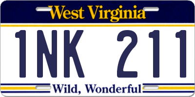 WV license plate 1NK211