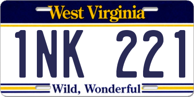 WV license plate 1NK221
