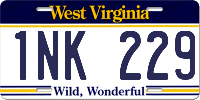 WV license plate 1NK229