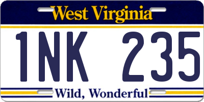 WV license plate 1NK235