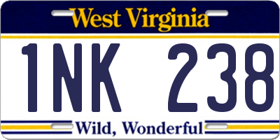 WV license plate 1NK238