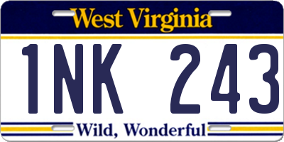 WV license plate 1NK243