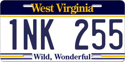 WV license plate 1NK255