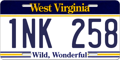 WV license plate 1NK258