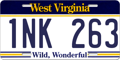 WV license plate 1NK263