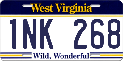 WV license plate 1NK268
