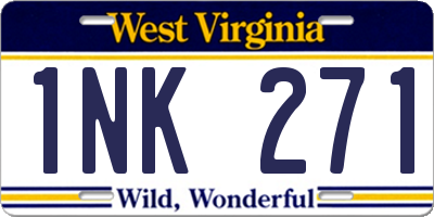 WV license plate 1NK271