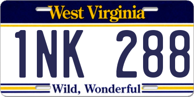 WV license plate 1NK288