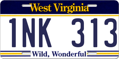 WV license plate 1NK313