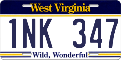 WV license plate 1NK347