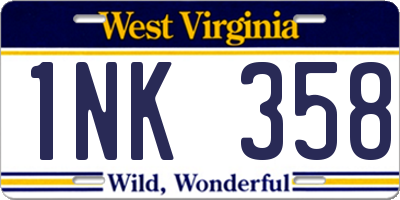 WV license plate 1NK358