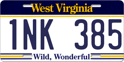 WV license plate 1NK385