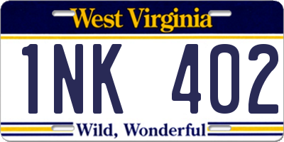 WV license plate 1NK402