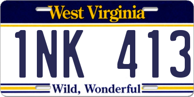 WV license plate 1NK413