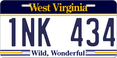 WV license plate 1NK434