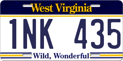 WV license plate 1NK435