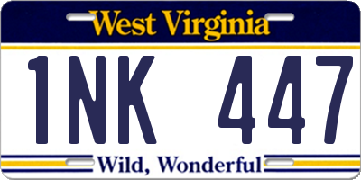 WV license plate 1NK447