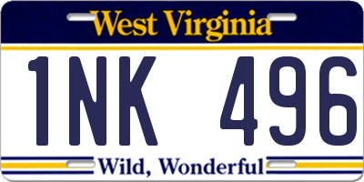 WV license plate 1NK496
