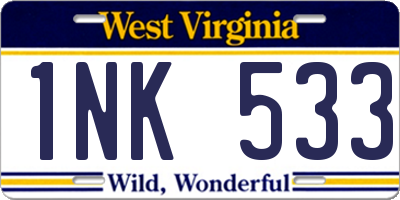 WV license plate 1NK533