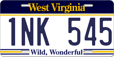 WV license plate 1NK545