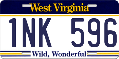 WV license plate 1NK596